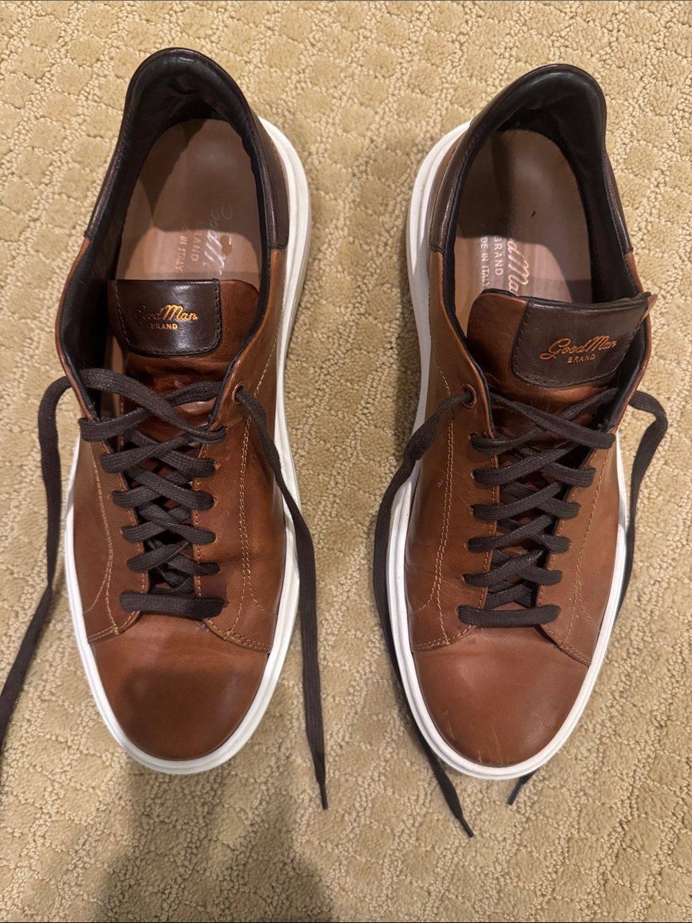 Good Man Brand Brown Leather Sneakers with White Sole